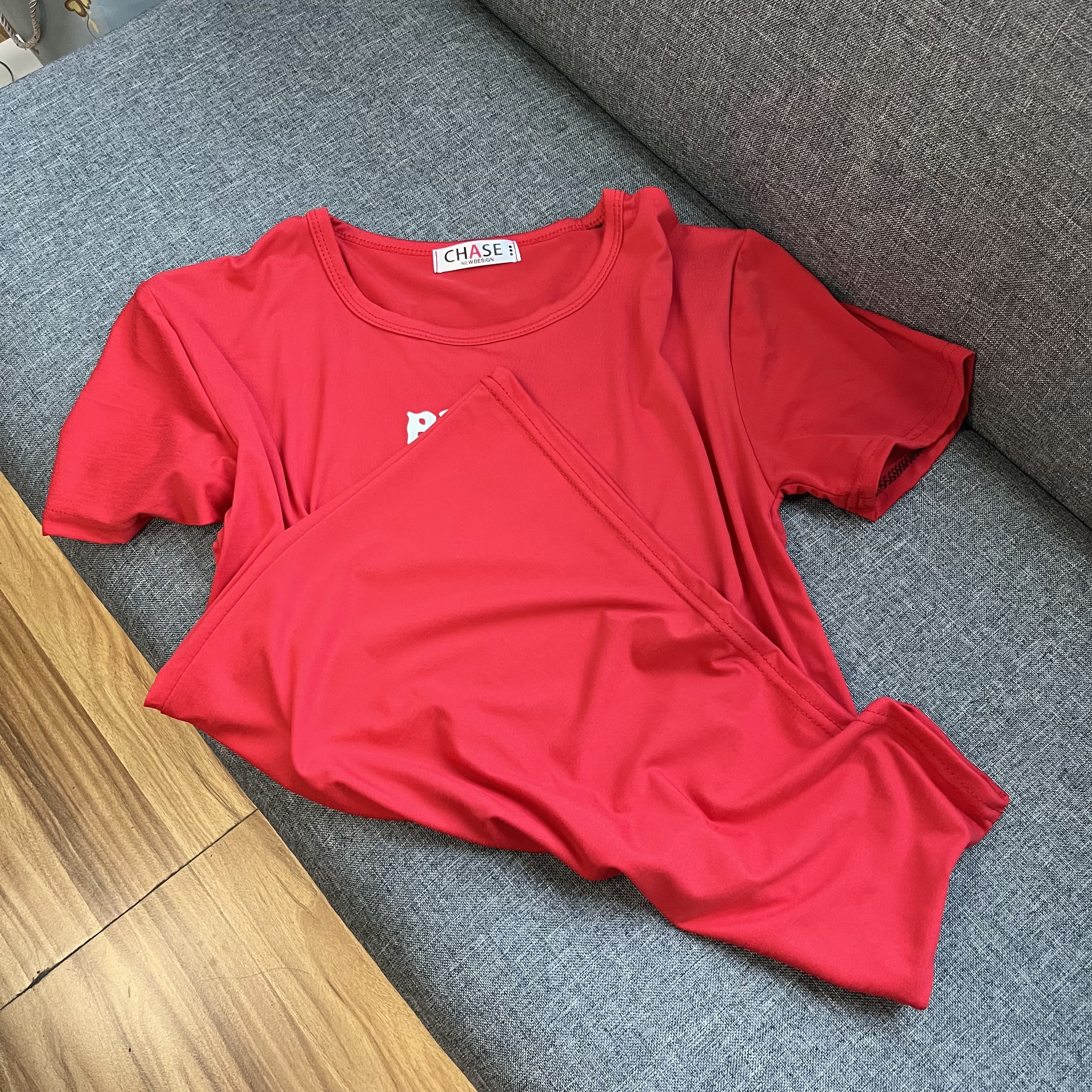 旺仔套装男 抖音网红旺仔紧身衣套装男精神小伙红色t短袖裤子牛奶上衣