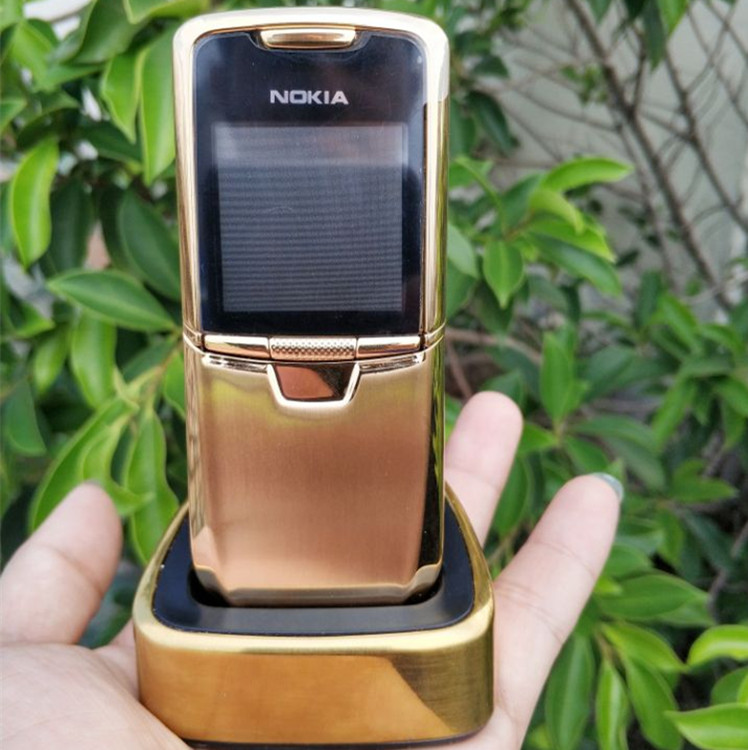nokia诺基亚8800滑盖手机商务老款原装全钢金属经典怀旧手机金色2电池