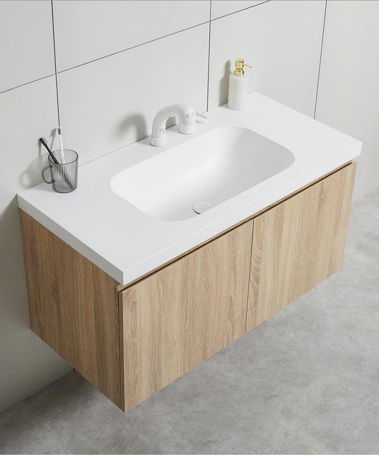 杜邦可丽耐一体盆高端定制卫浴美国极简风洗脸盆洗漱台浴室柜组合台盆