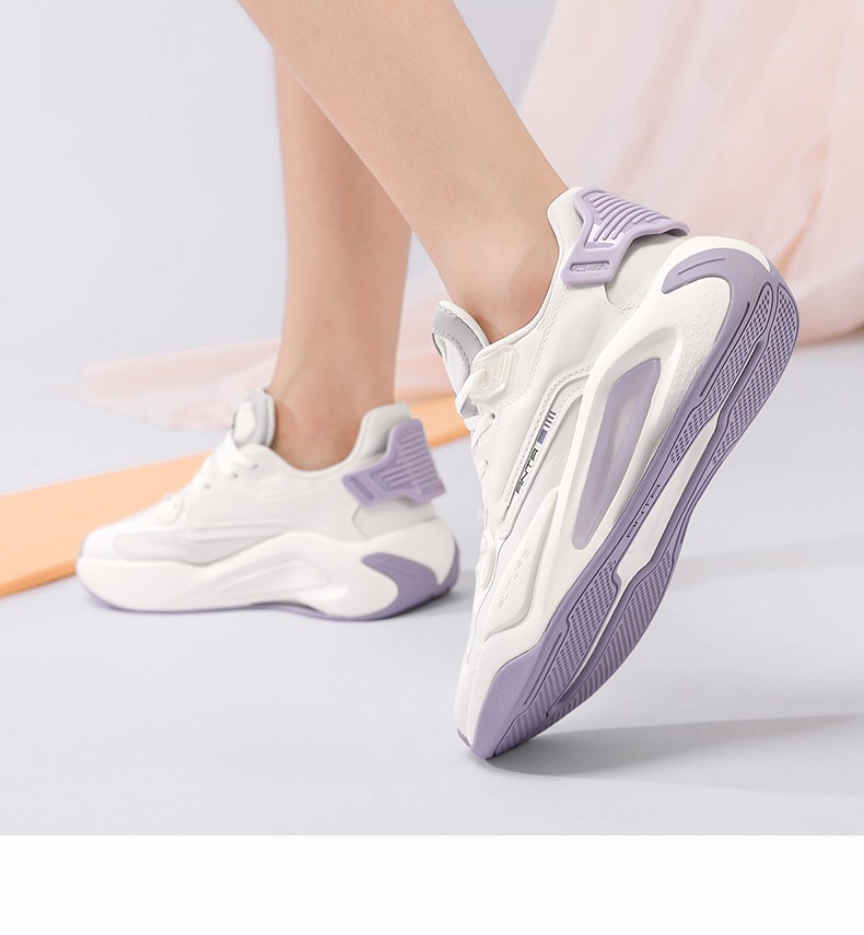 超体安踏女鞋运动鞋子休闲鞋夏季女士防泼水旅游鞋官方旗舰象牙白杨絮