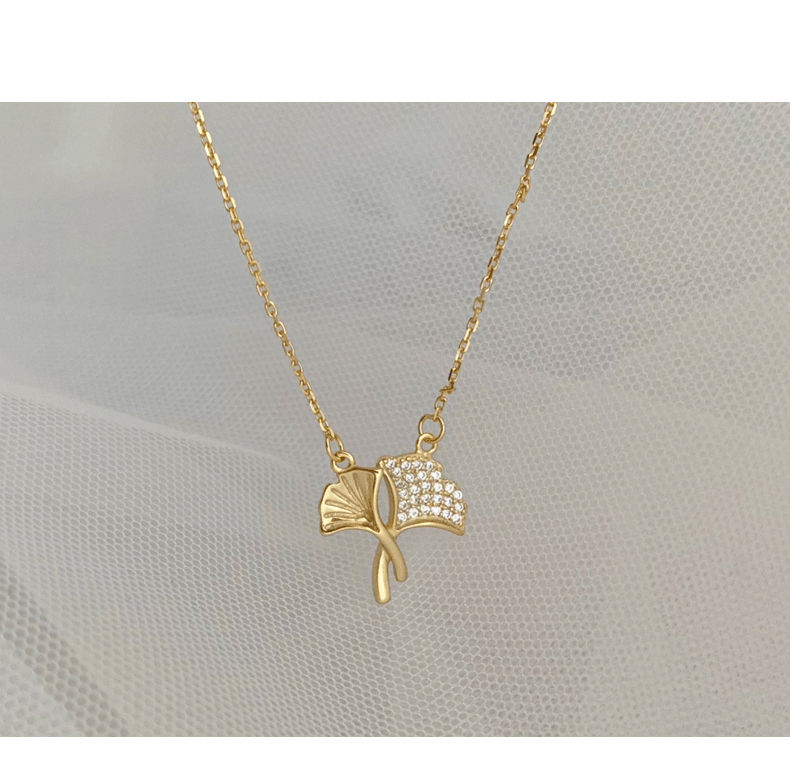 s925轻奢银杏叶项链森系锁骨链吊坠女气质简约高级感学生礼物s925银