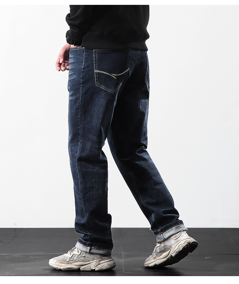 zllmgm 牛仔裤男士宽松 2019冬季直筒休闲加绒加厚大码胖子阔腿长裤男