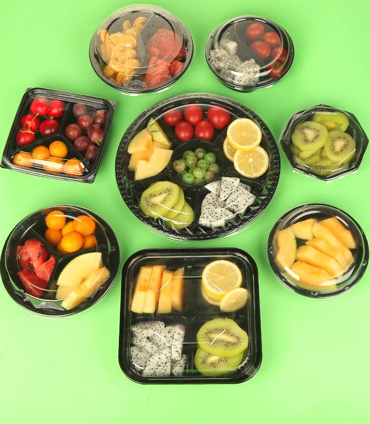 一次性果盘一次性水果盘水果盒一次性水果盒捞果切透明塑料打包分格拼
