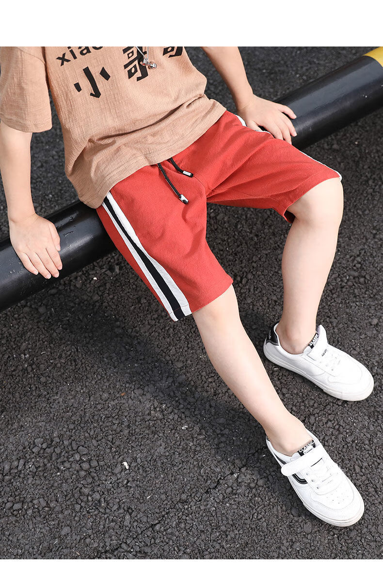 男童短裤夏装薄款2018新款男孩儿童裤子男棉麻运动裤装夏季 黑色 120