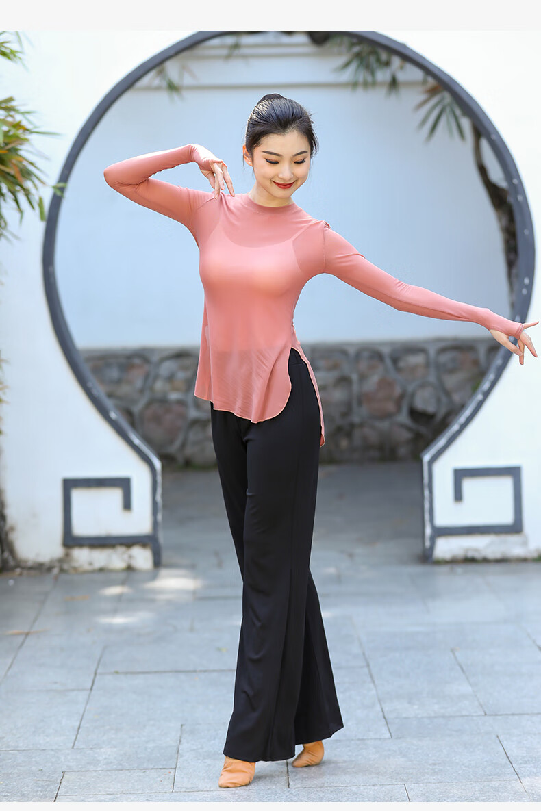 菲梵舞后2022年夏季新款古典舞蹈练功服装身韵飘逸纱衣穿指基训形体