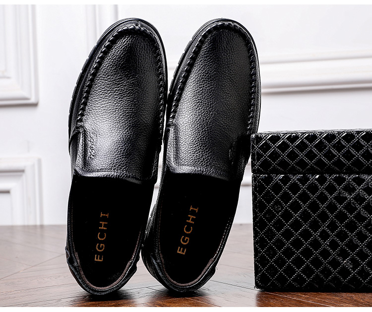 EGCHI Business Casual Shoes for Men, Leather Slip-On Shoes, Top-Grain Cowhide, Middle-Aged Footwear, 36274 All-Season Style, Size 40 31