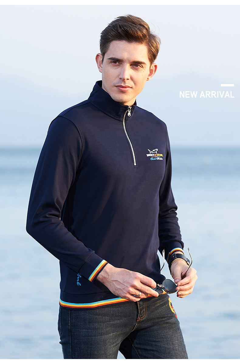 hurley&shark鲨鱼2020新款polo衫男立领长袖t恤潮牌大码男士宽松保罗