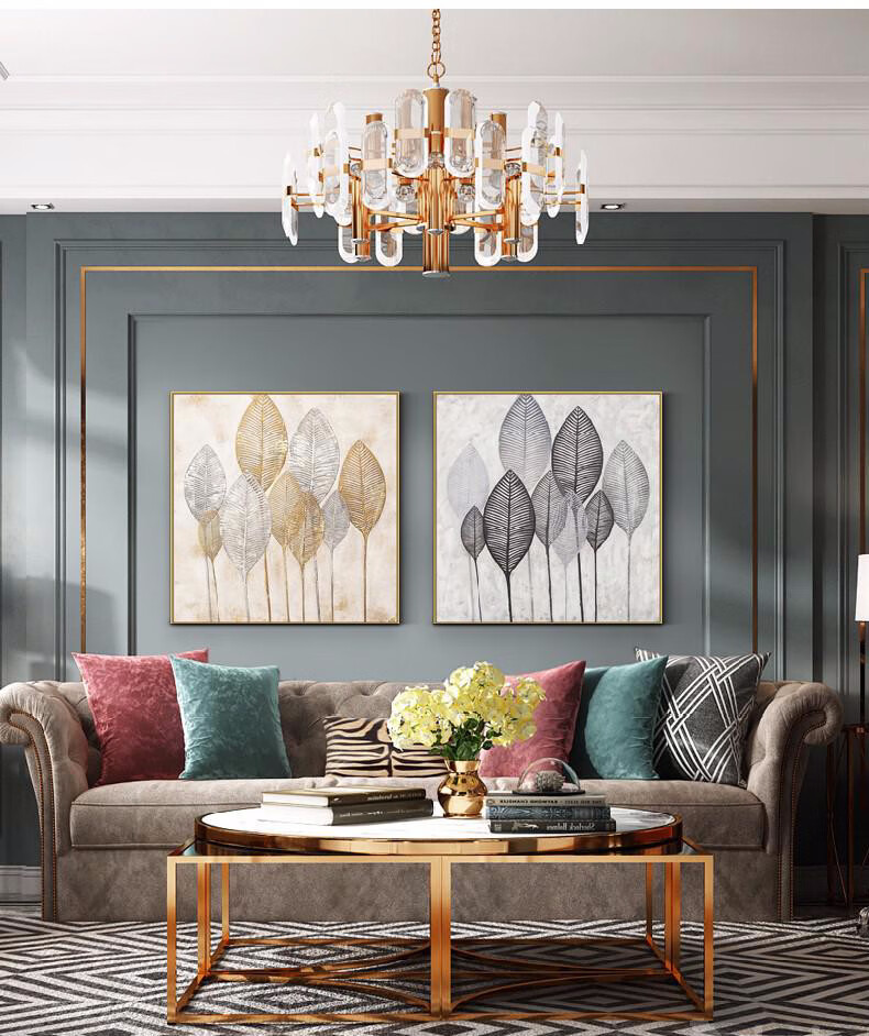 虔生缘 纯手绘北欧油画客厅玄关装饰画简美法式卧室壁画餐厅走廊轻奢