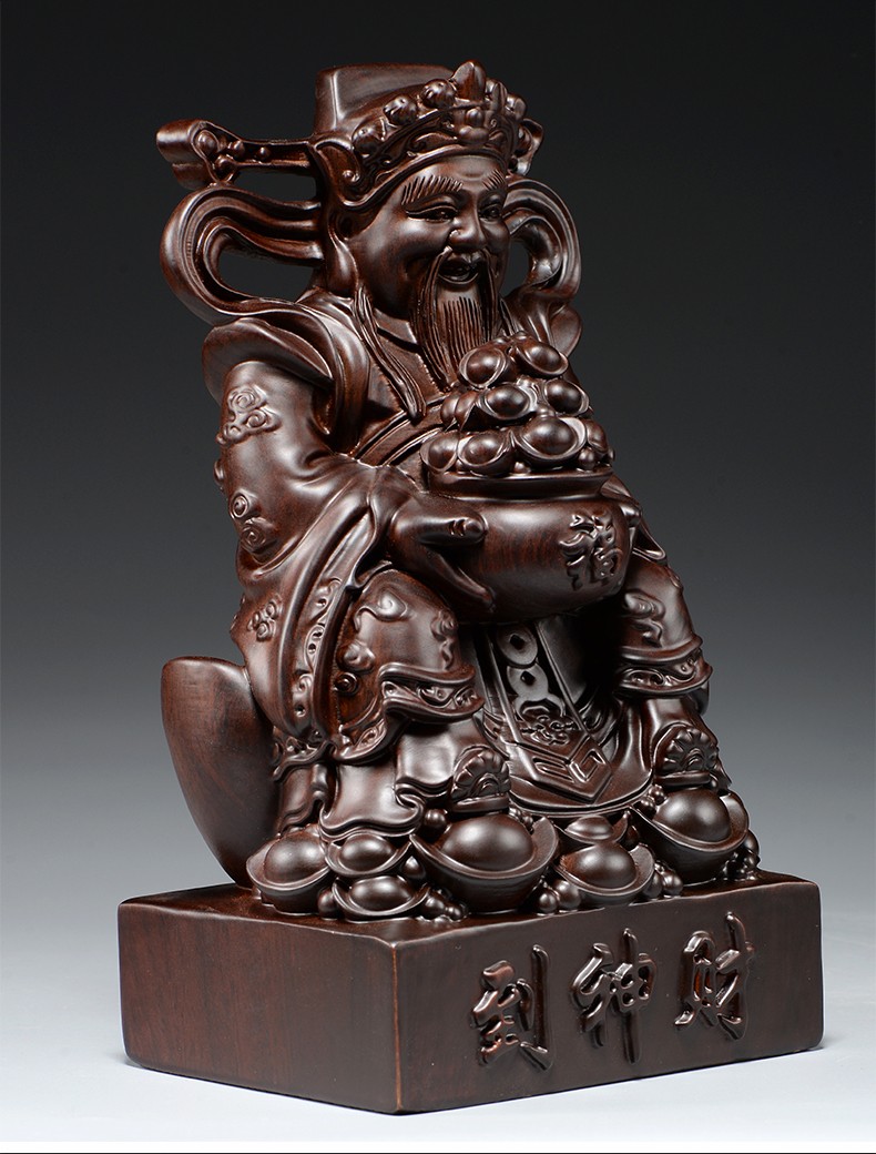 唐砖 实木雕财神爷佛像摆件木质文财神供奉家居店铺开业摆设工艺品 木