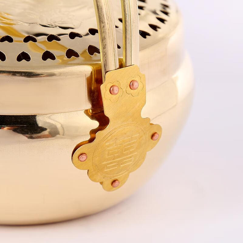 铜火冲传统结婚庆用品铜火炉新娘陪嫁嫁妆旺夫铜火囱火铳手炉火冲旺盆