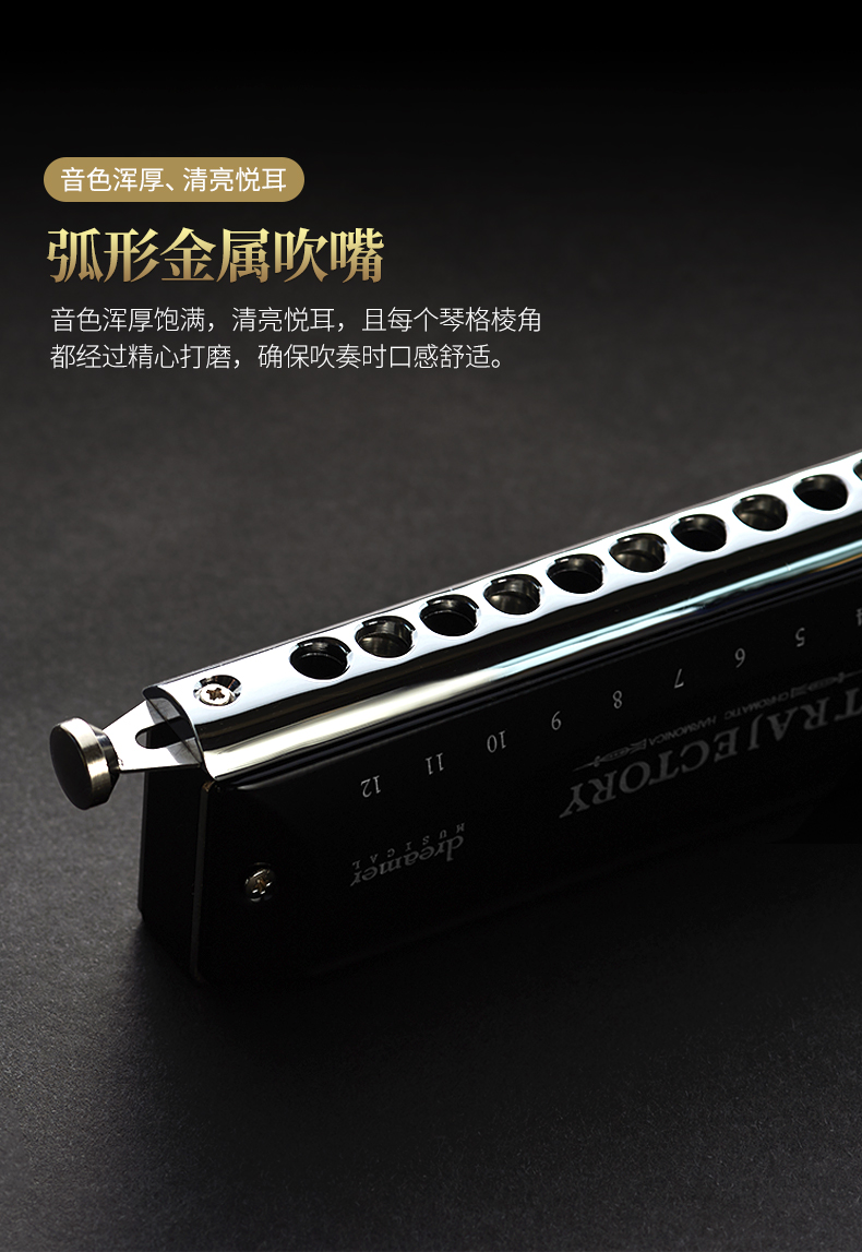 半音阶口琴16孔初学者学生儿童演奏男士c调乐器16孔半音阶