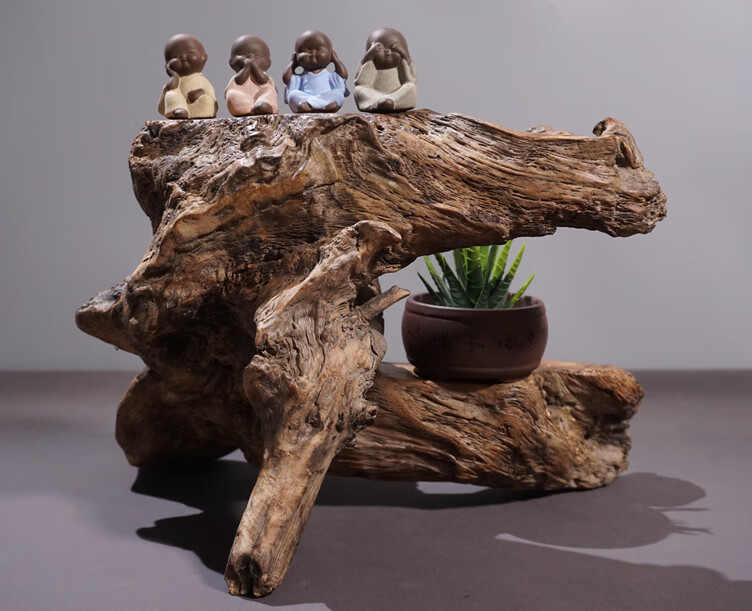 风化枯木树根雕根艺底座电视柜软装饰品禅意摆件功夫茶道干泡茶台m 浅