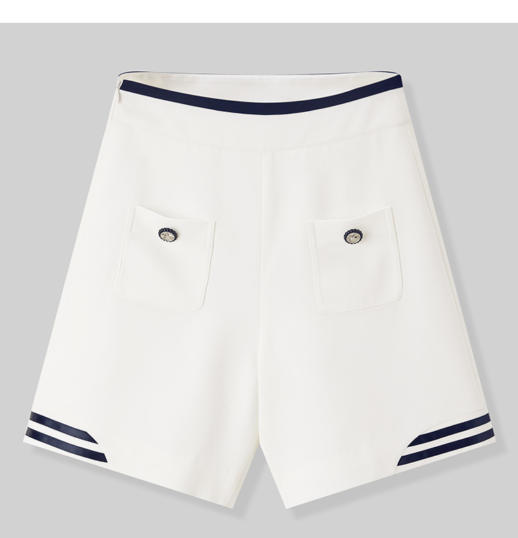 太平鸟海军风短上衣女夏季2022新款海军领收腰修身白显瘦短袖t恤白色m