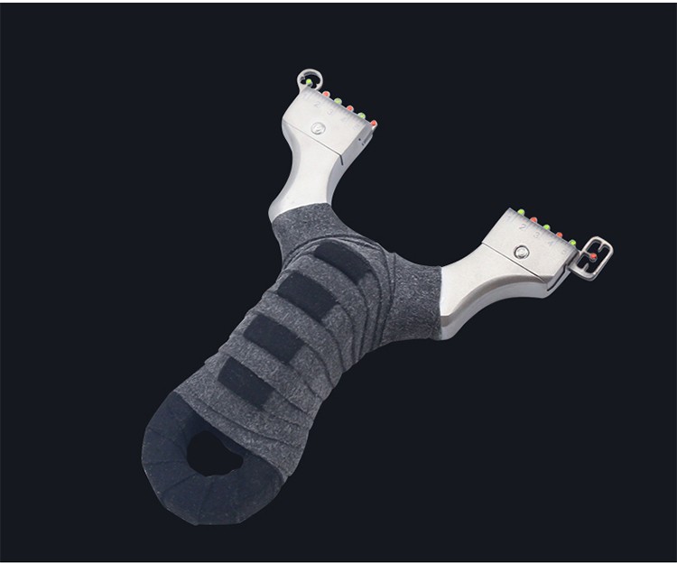 扁皮弹弓红外线免绑快压皮筋户外精准竞技不锈钢弹工高精度弾弓 灰色