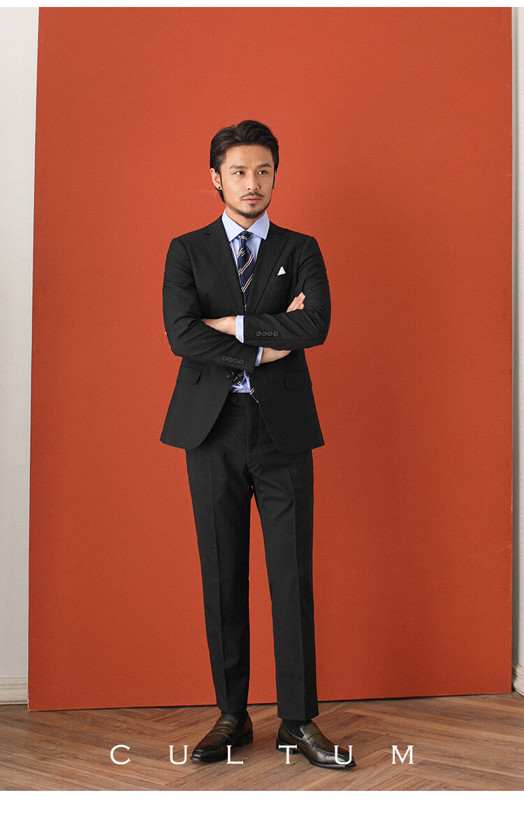 cultum西服 黑色大码西服男套装职业商务正装结婚休闲上班婚礼西装