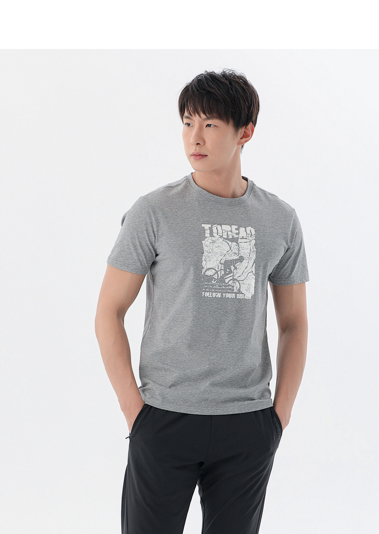 探路者 t恤 20春夏新款短袖韩版印花棉感体恤户外休闲登山徒步半袖