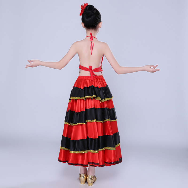 儿童西班牙斗牛士演出服男女童现舞蹈大摆裙幼儿斗牛服表演服装 720度