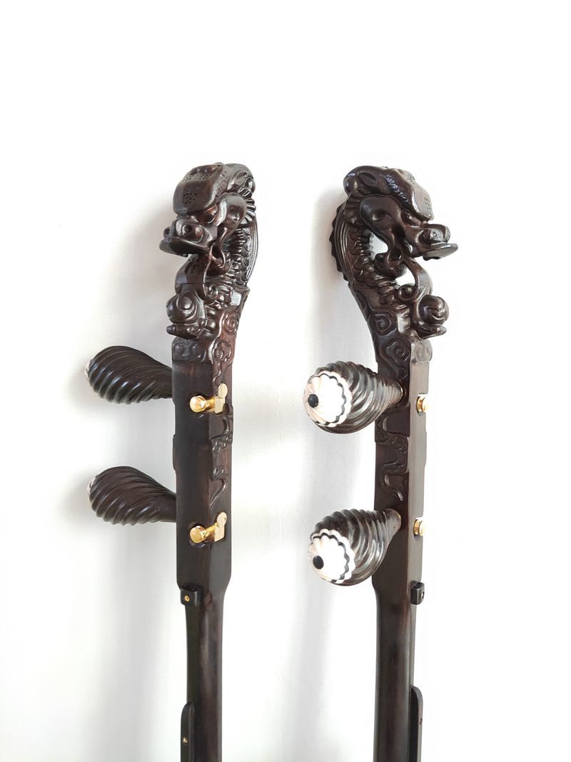 专业豫剧板胡杆黑檀龙头豫剧板胡杆子戏珠龙板胡杆