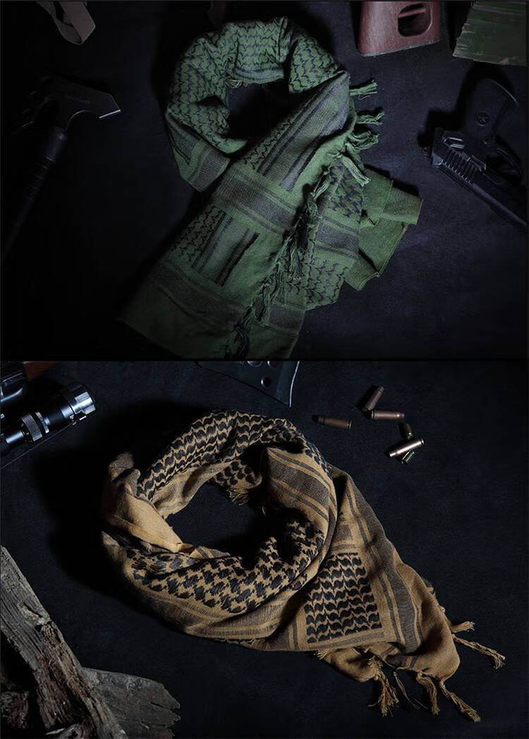 阿拉伯方巾战术围巾防风厚款棉头巾军迷户外沙漠头巾 黑色【图片 价格