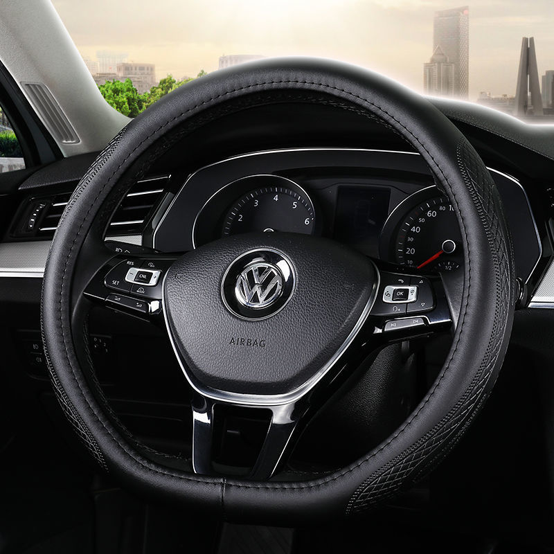 众方向盘套真牛皮新途观帕萨特朗逸途岳途昂途铠凌渡汽车把套 d型黑色