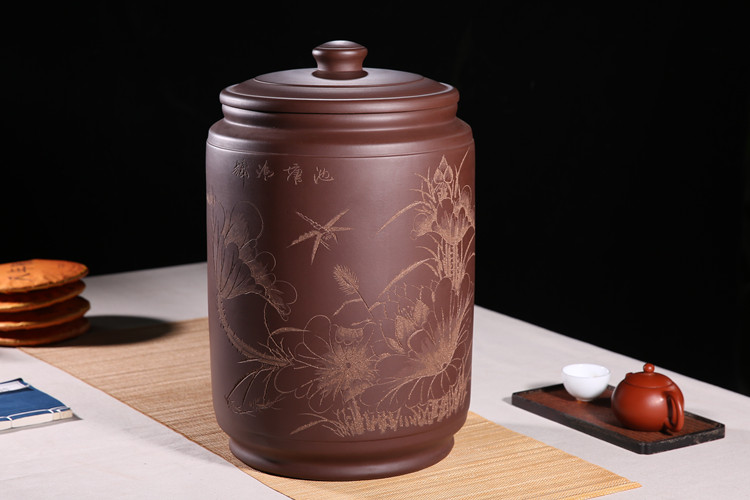 宜兴大号紫砂茶叶罐普洱茶饼储存缸茶业储罐放茶叶的罐子20茶饼装密封