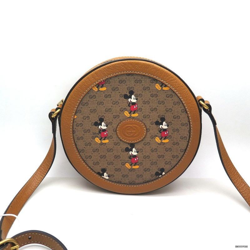 【二手95新】古驰迪士尼米老鼠双g圆形单肩斜挎包圆饼包【图片 价格