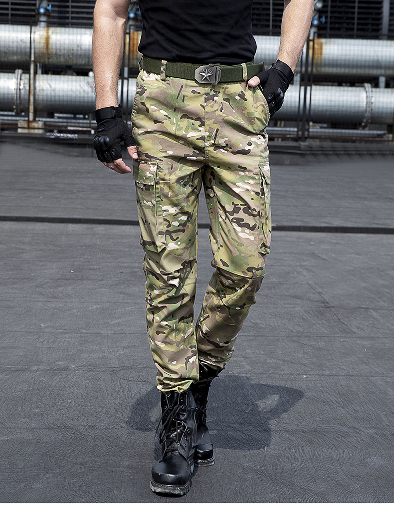 户外战术长裤男束脚裤直筒迷彩裤修身军迷作训裤时尚工装裤子春秋 acu