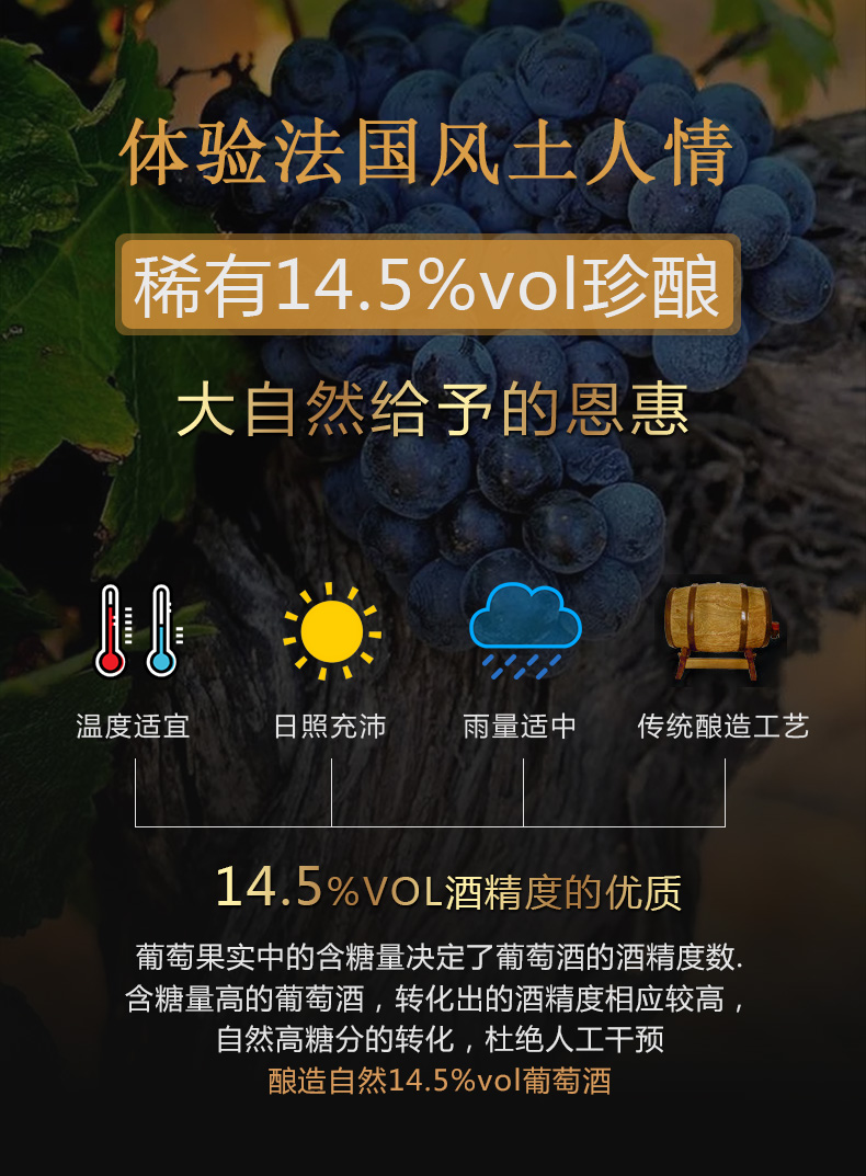 1888莫格庄园法国原瓶进口145度红酒橡木桶窖藏老藤葡萄干红葡萄酒双