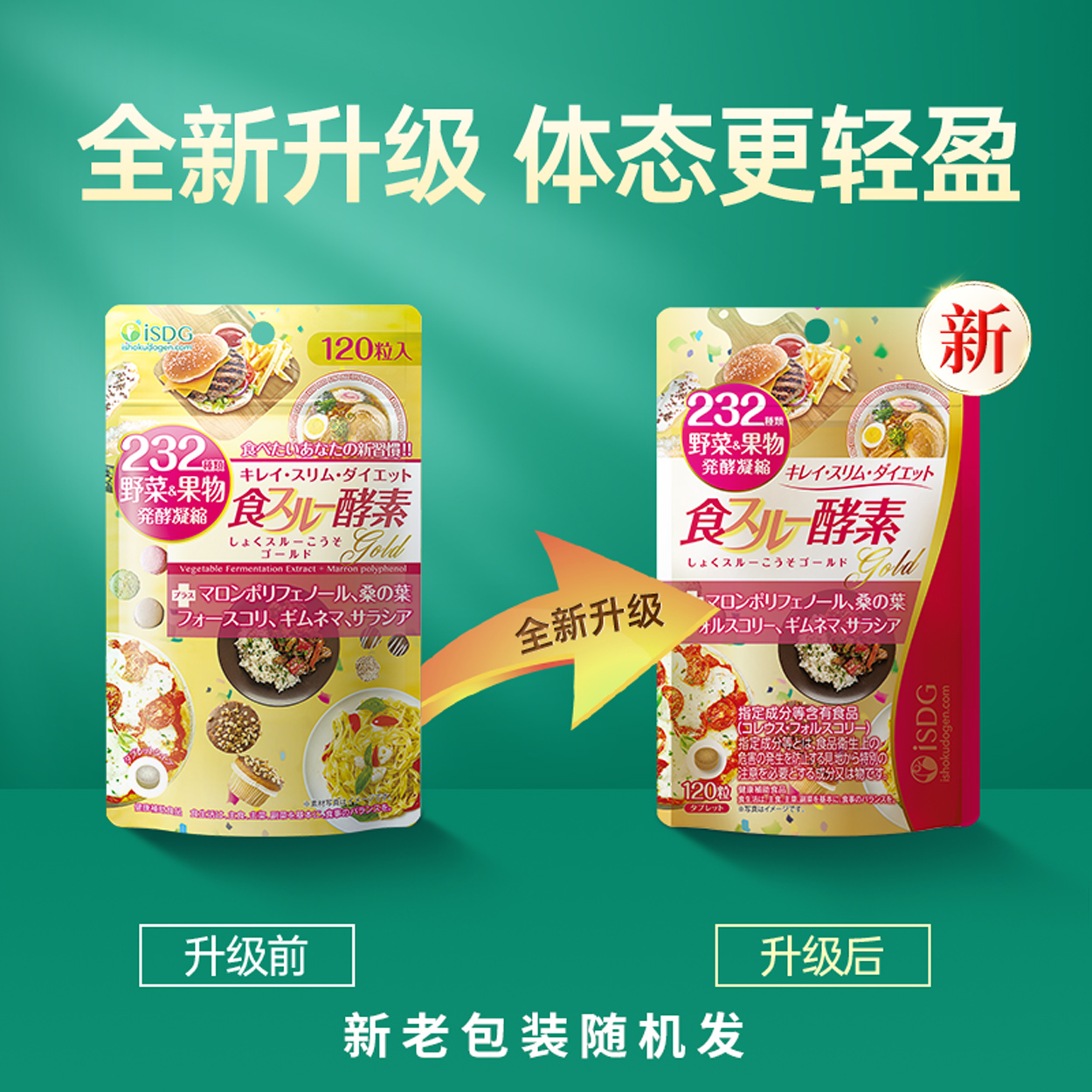 isdg日本进口黄金酵素232种果蔬发酵孝素粉酵素梅120粒黄金然脂酵素1