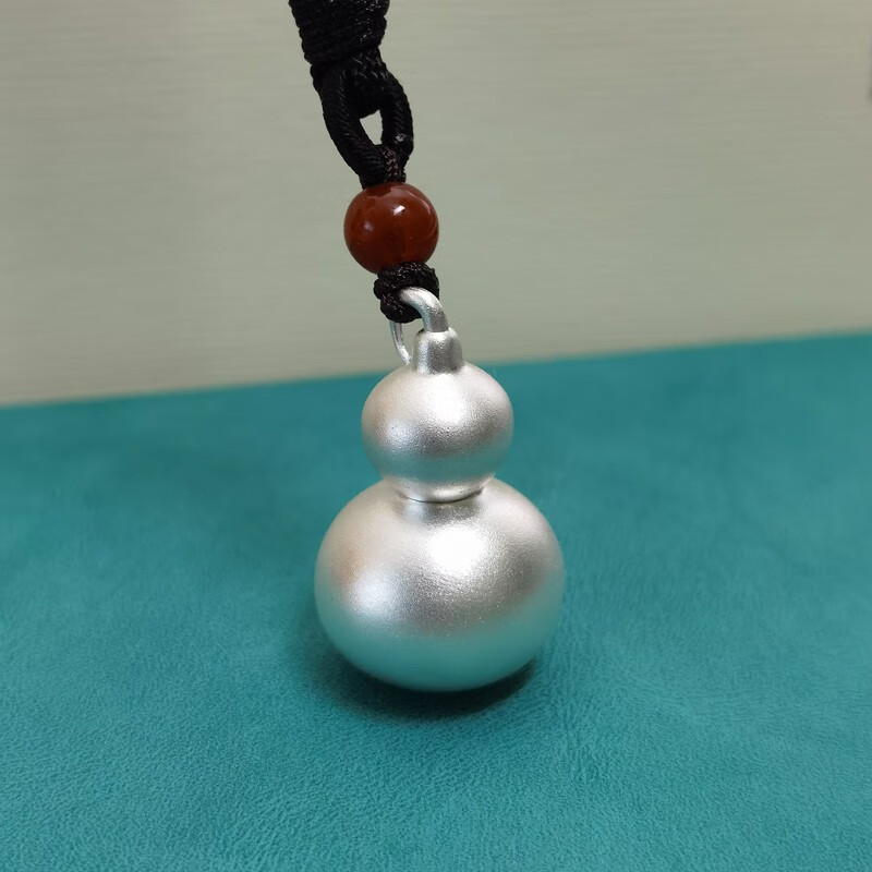 老凤凰 银葫芦挂件999足银吊坠儿童男士银坠子绳子项链男女款 大号约