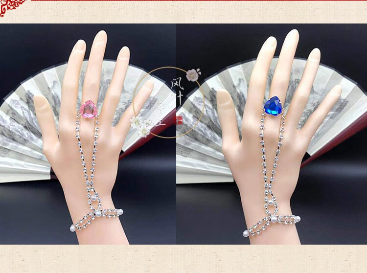 一体手链分开链古风仙女手链高档轻奢 紫色蝴蝶款戒指 手链_分开链