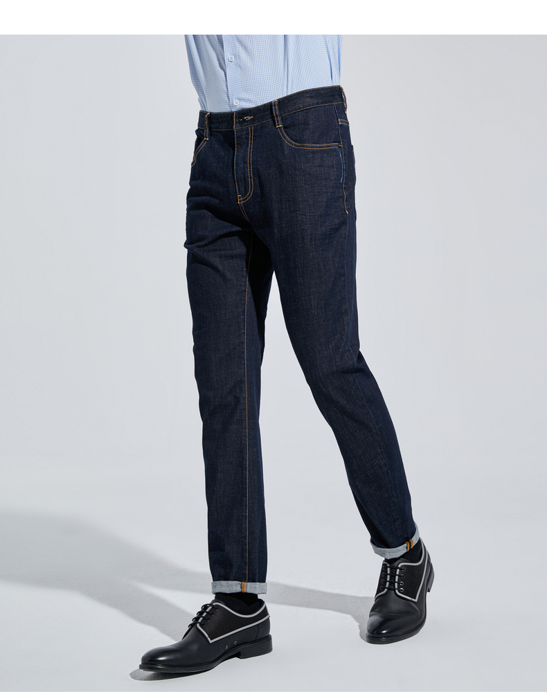 劲霸男装时尚简约动感春夏活力棉混纺纯色牛仔裤男bqrc1542牛仔兰36