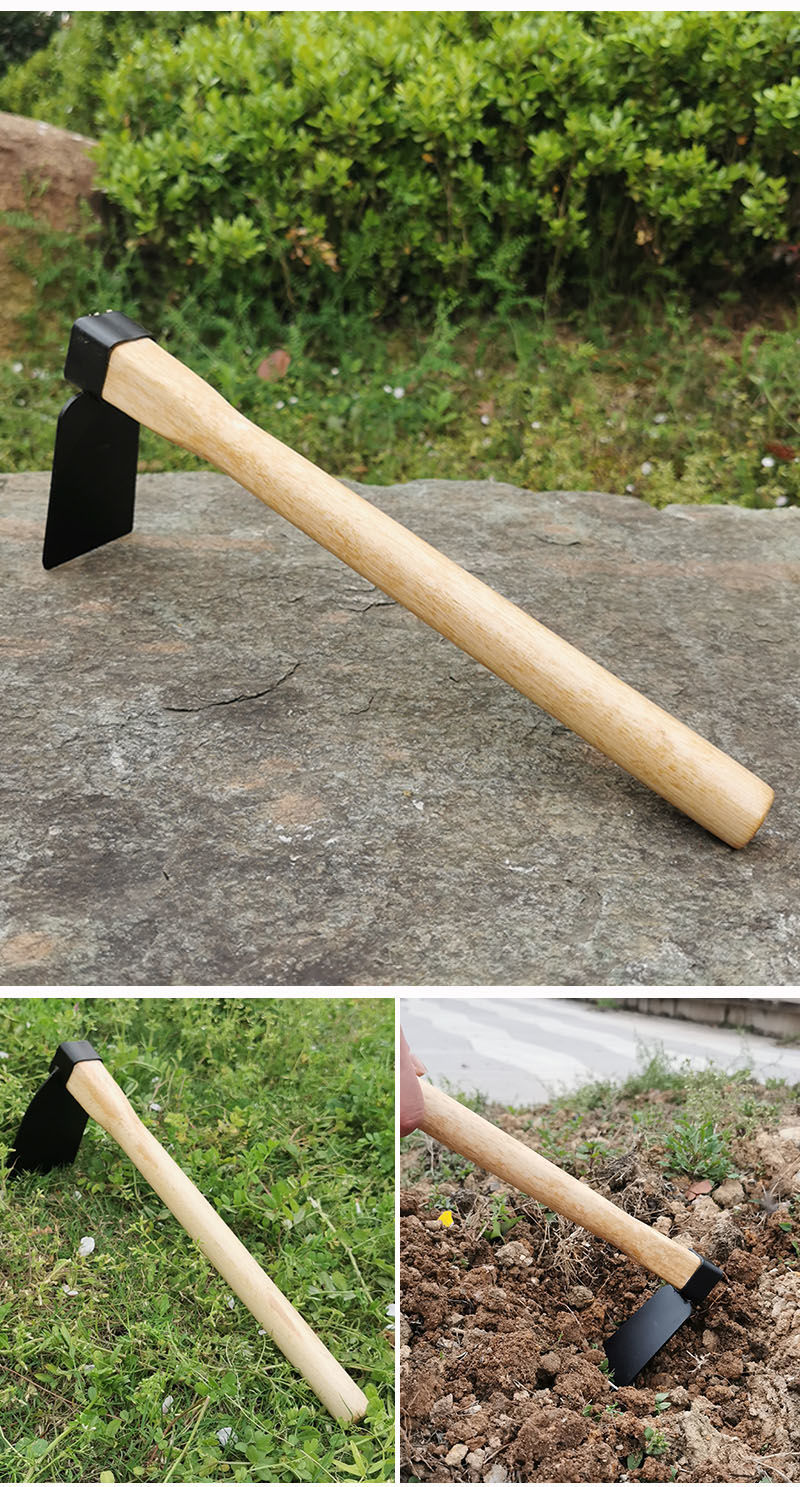 小锄头带把花锄户外长锄农用园林园艺工具钓鱼除草锄草种菜短木柄农具