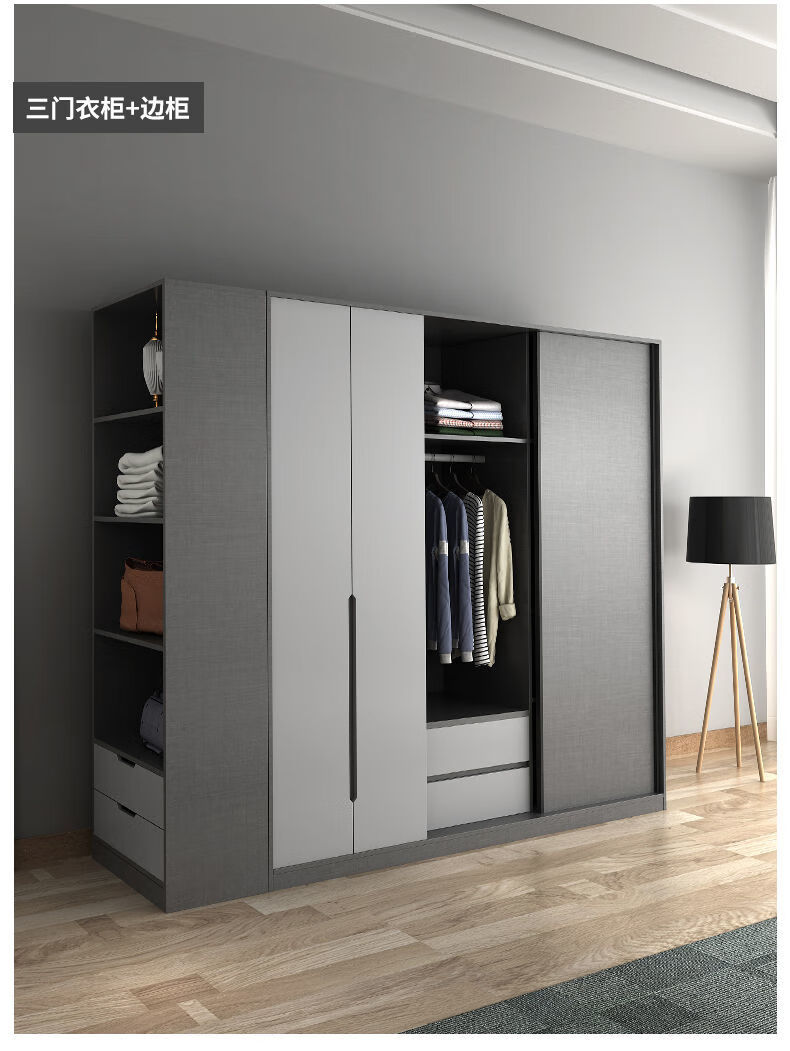 2022年新款北欧推拉门衣柜家用卧室2米移门趟门1.