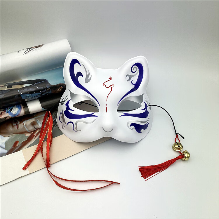 狐狸面具带耳朵抖音彩绘日式和风狐狸面具半脸古风汉服化妆舞会动漫猫