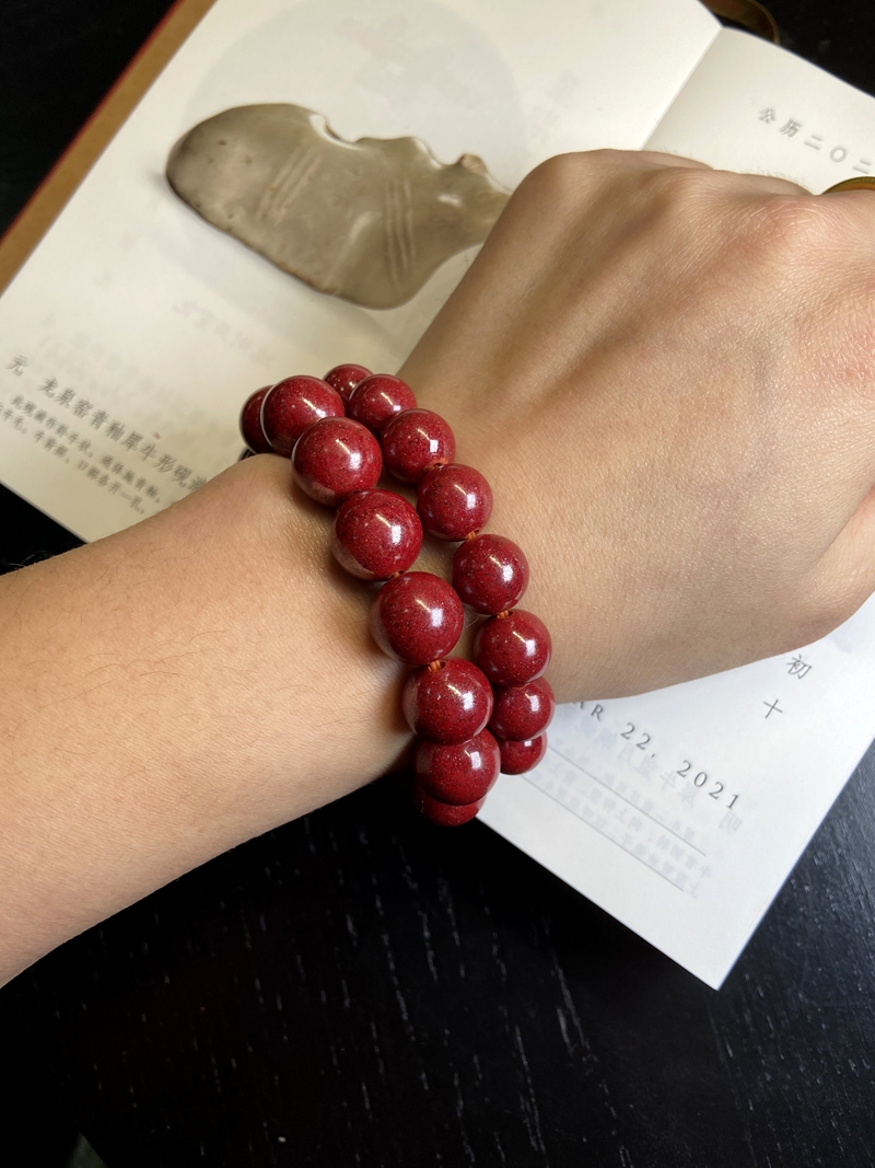 朱砂紫金砂手串女 帝王砂圆珠素珠手链男 12mm【图片 价格 品牌 报价