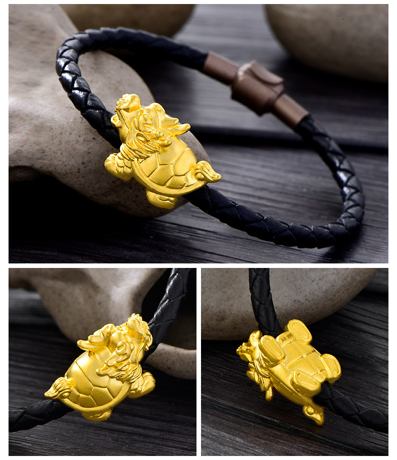 黄金龙龟 999足金小乌龟硬金转运珠手串手链路路通吉祥瑞兽手链款