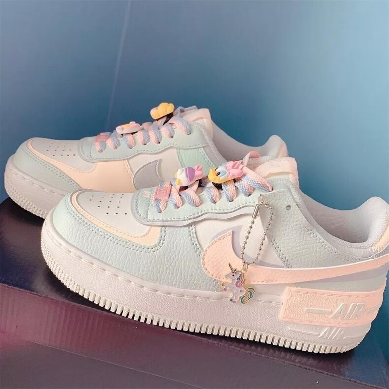nike耐克女鞋air force 1空军一号马卡龙淡蓝粉双钩板鞋af1夏季复古