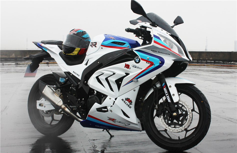 宝雕摩托车跑车街车重型机车国产燃油整车黑灰色双r电喷双缸水冷450cc