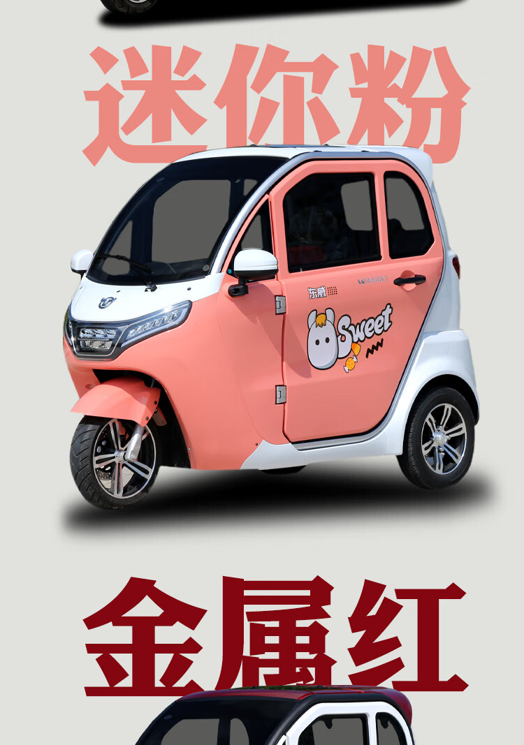 锂电池家用全封闭休闲代步车女士接送孩子小型可上牌新能源电动三轮车