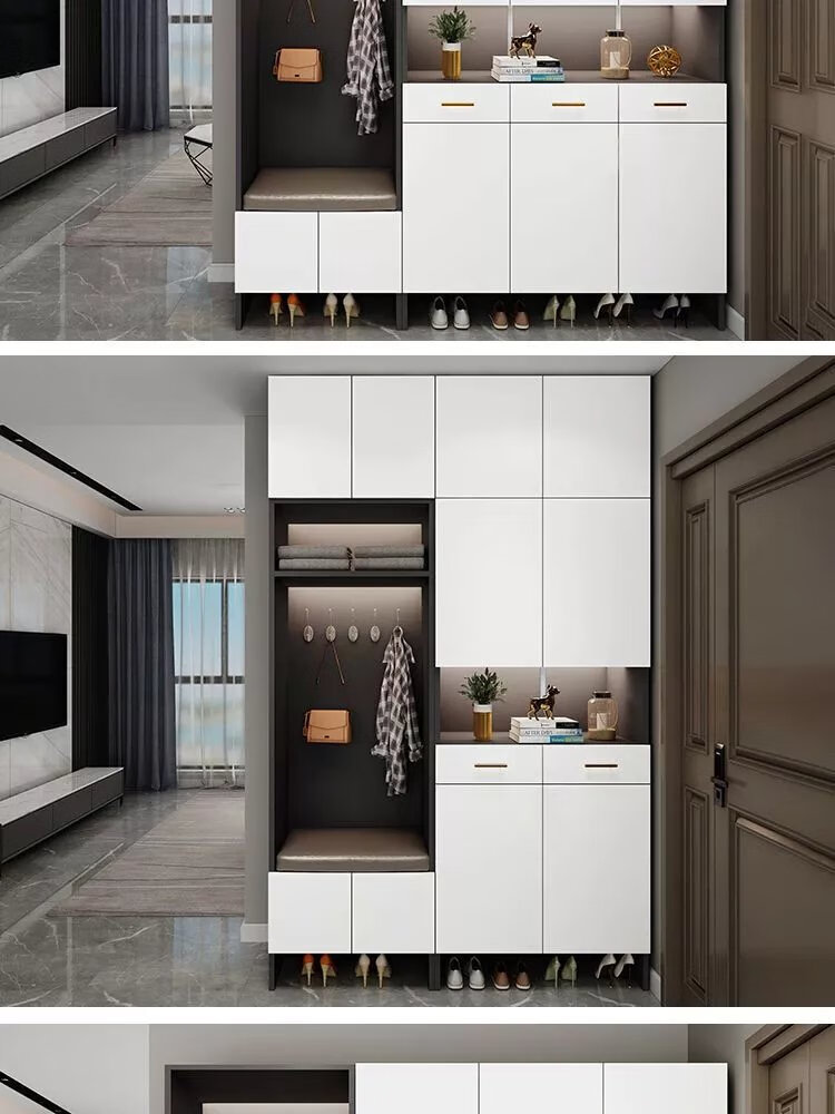 汇德能 家用门口大容量玄关柜简约现代入户到顶衣帽柜一体靠墙门厅柜