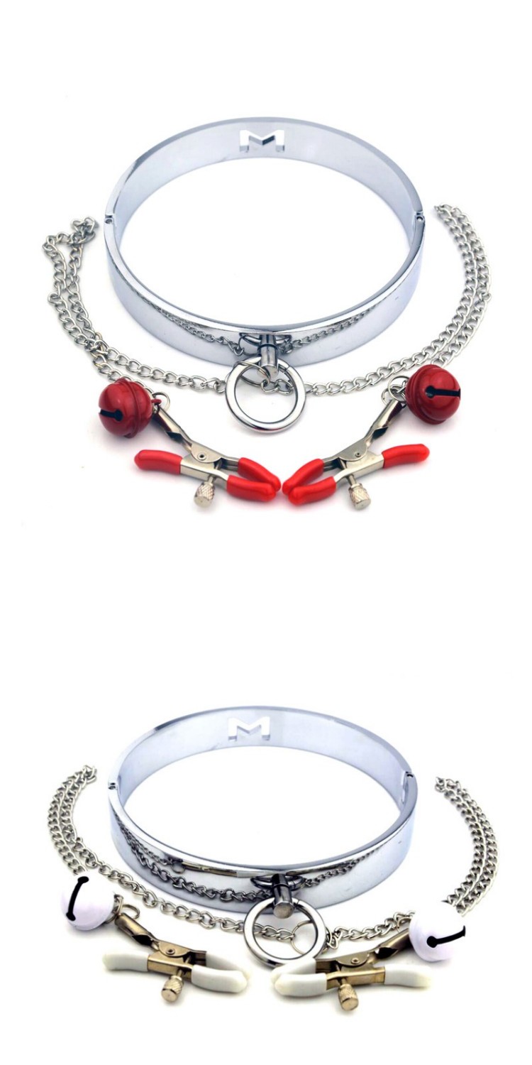 调教新品强制任务金属sm情趣项圈乳夹圈养束缚k9惩罚乳夹项圈1