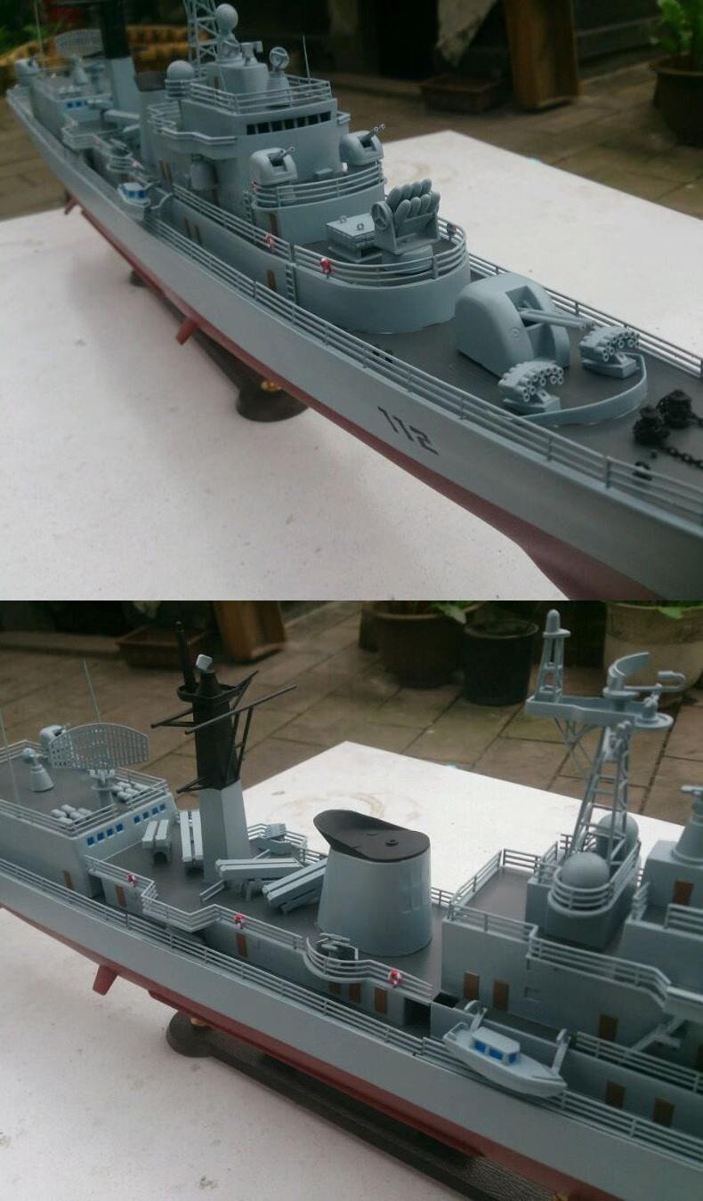 叮咚鹿军事战舰拼装模型仿真1/350中国军事模型哈尔滨号112驱逐舰船模