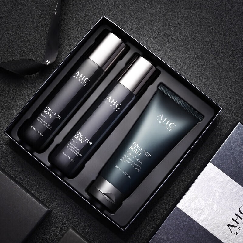 ahc 洗面奶水乳套装三件套 控油补水保湿面霜 韩国进口 ahc紫苏水乳