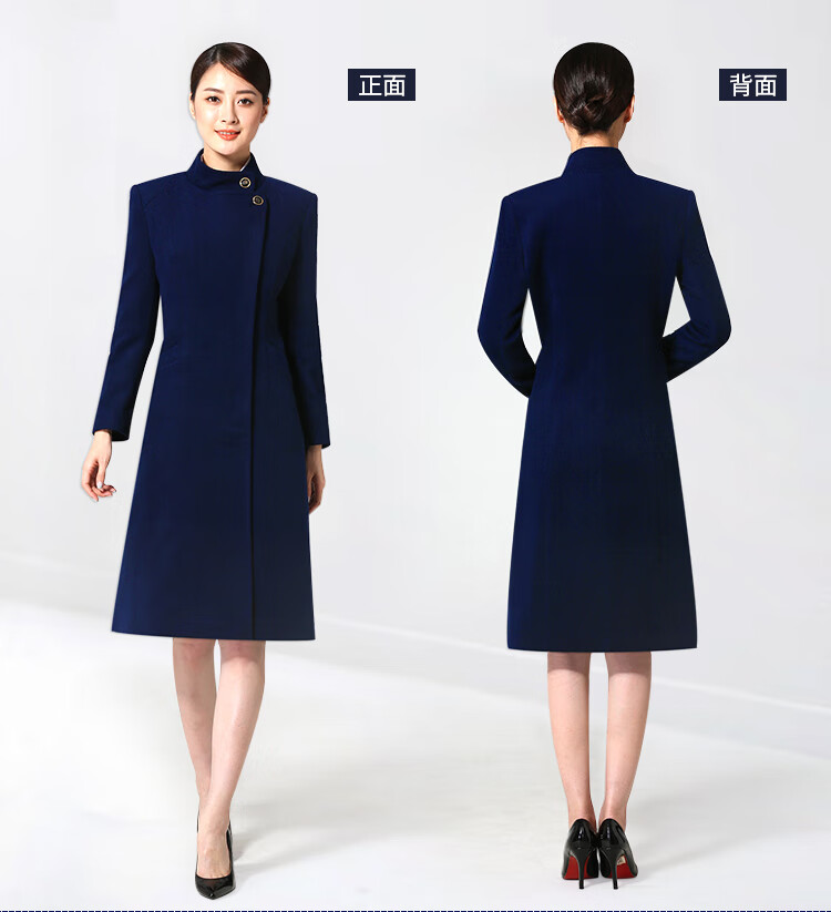东航空姐制服羊毛呢大衣外套女呢子工作服冬季中长款加厚医院售楼部