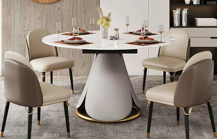 旋转伸缩变形餐桌椅组合餐厅家用岩板面荷花台六人方变圆功能轻奢 1.5