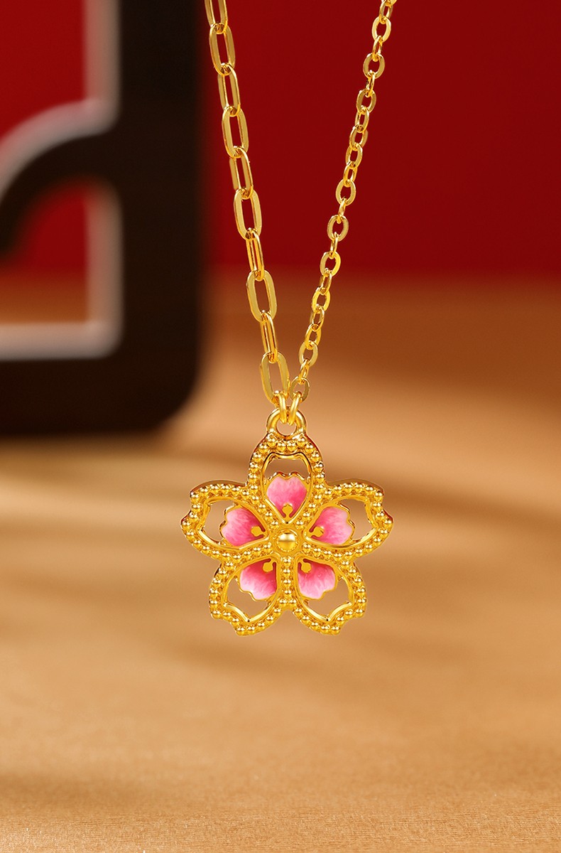 tsl谢瑞麟黄金项链5g硬金时尚珐琅樱花足金锁骨套链女款ys897465g计价