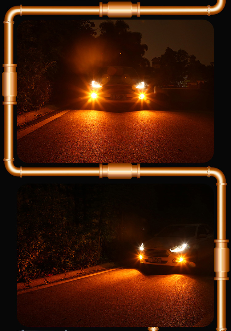 汽车led青柠檬黄防雾灯h119006881h3h8改装超亮爆闪透镜前雾灯66灯粉