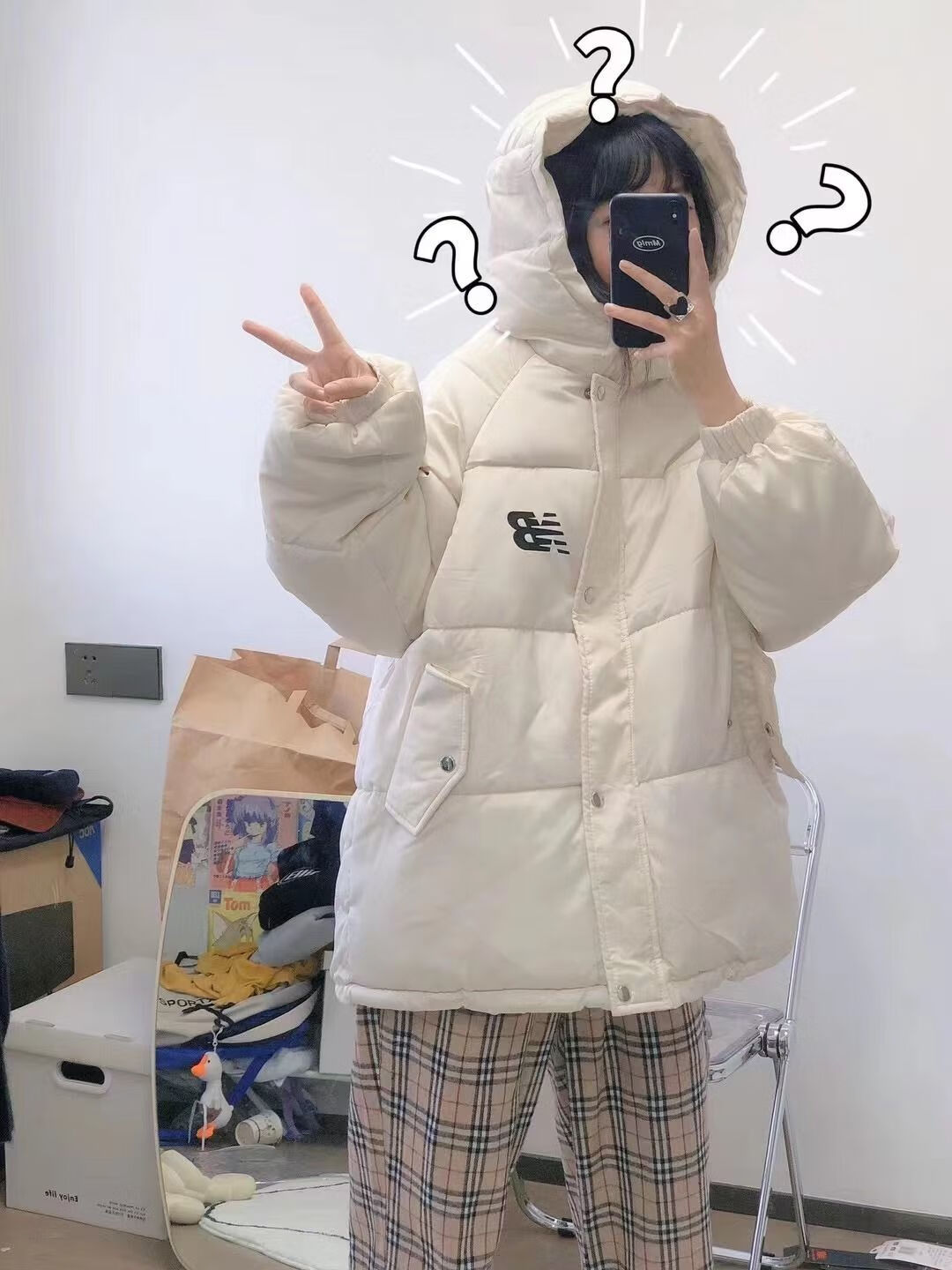 new balance新百伦冬季新动感羽绒iu同款男女nb字母外套情侣装保暖