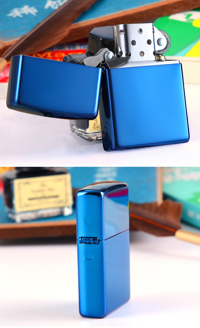 zippo打火机正版 蓝冰紫冰墨冰彩冰礼品送男友定制芝宝 刻字照片 彩冰
